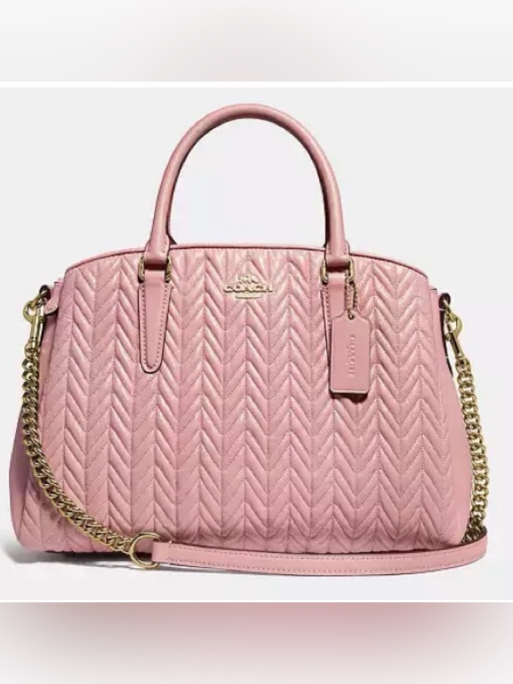 RARE nwot Coach Sage Carryall Quilted pink crossbody satchel bag F73062
